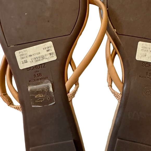 Schutz Double Strap Tan Leather Sandals - Picture 4 of 4